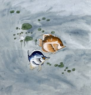 Chinese Angelfish Painting,66cm x 66cm,2614007-x