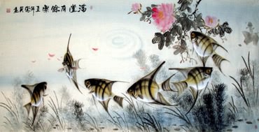 Chinese Angelfish Painting,50cm x 100cm,2670002-x