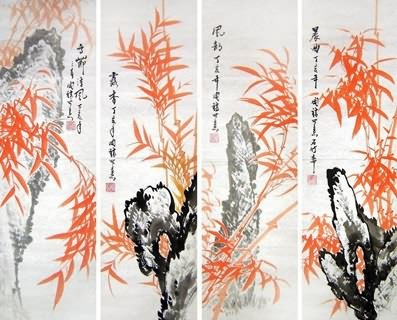 Chinese Bamboo Painting,30cm x 90cm,2075001-x