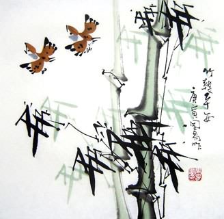 Chinese Bamboo Painting,33cm x 33cm,2396031-x