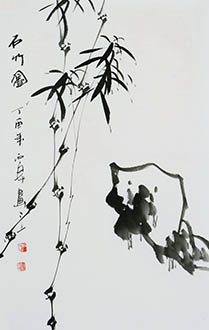 Chinese Bamboo Painting,69cm x 46cm,2604010-x