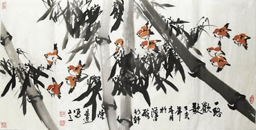 Chinese Bamboo Painting,51cm x 97cm,2626001-x