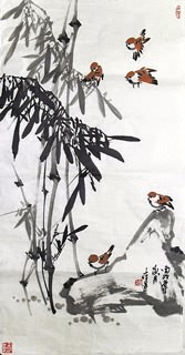 Chinese Bamboo Painting,51cm x 97cm,2626003-x