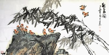 Chinese Bamboo Painting,66cm x 136cm,2626006-x