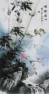 Chinese Bamboo Painting,51cm x 97cm,cyd21123010-x