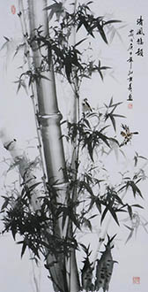 Chinese Bamboo Painting,136cm x 68cm,kqy21183006-x