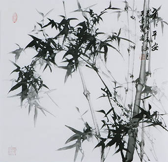 Chinese Bamboo Painting,68cm x 68cm,kqy21183007-x