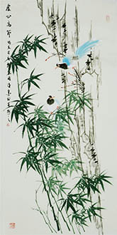 Chinese Bamboo Painting,136cm x 68cm,xm21184001-x
