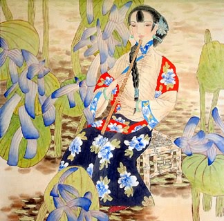 Chinese Beautiful Ladies Painting,66cm x 66cm,3506003-x