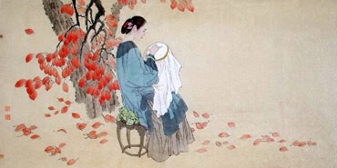 Chinese Beautiful Ladies Painting,50cm x 100cm,3506009-x