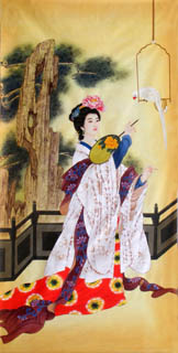 Chinese Beautiful Ladies Painting,69cm x 138cm,3506018-x