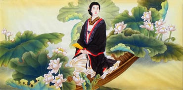 Chinese Beautiful Ladies Painting,69cm x 138cm,3506025-x