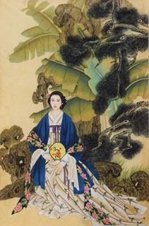 Chinese Beautiful Ladies Painting,90cm x 135cm,3506032-x