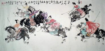 Chinese Beautiful Ladies Painting,69cm x 138cm,3508001-x