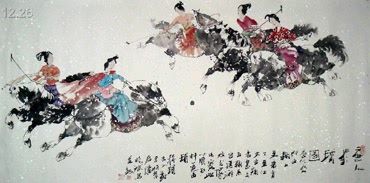 Chinese Beautiful Ladies Painting,69cm x 138cm,3508002-x