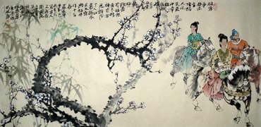 Chinese Beautiful Ladies Painting,69cm x 138cm,3508004-x