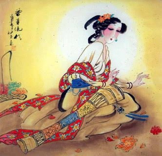 Chinese Beautiful Ladies Painting,66cm x 66cm,3530006-x
