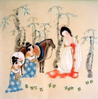 Chinese Beautiful Ladies Painting,66cm x 66cm,3530007-x