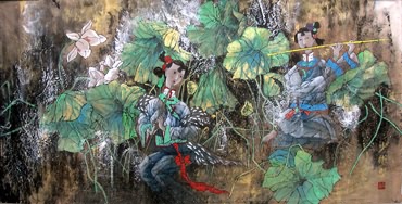 Chinese Beautiful Ladies Painting,69cm x 138cm,3542002-x