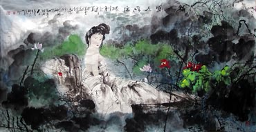 Chinese Beautiful Ladies Painting,50cm x 100cm,3542006-x