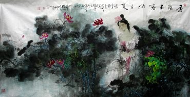 Chinese Beautiful Ladies Painting,50cm x 100cm,3542007-x