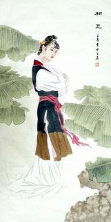 Chinese Beautiful Ladies Painting,66cm x 136cm,3547005-x