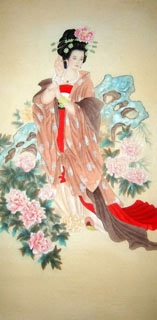 Chinese Beautiful Ladies Painting,66cm x 136cm,3618009-x