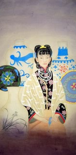 Chinese Beautiful Ladies Painting,66cm x 136cm,3618011-x
