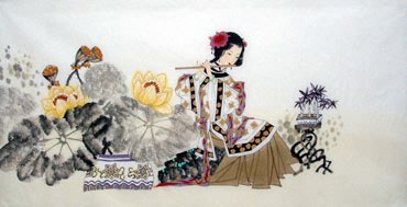 Chinese Beautiful Ladies Painting,66cm x 136cm,3715003-x