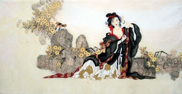 Chinese Beautiful Ladies Painting,66cm x 136cm,3715007-x
