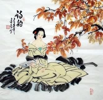 Chinese Beautiful Ladies Painting,69cm x 69cm,3716006-x