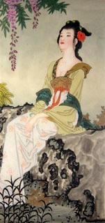Chinese Beautiful Ladies Painting,48cm x 96cm,3717002-x