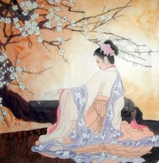 Chinese Beautiful Ladies Painting,66cm x 66cm,3749007-x