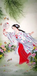 Chinese Beautiful Ladies Painting,66cm x 136cm,3774009-x