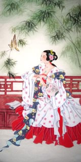 Chinese Beautiful Ladies Painting,66cm x 136cm,3774013-x