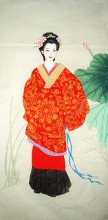 Chinese Beautiful Ladies Painting,66cm x 136cm,3774015-x