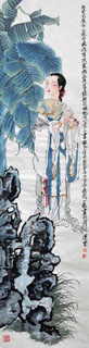 Chinese Beautiful Ladies Painting,34cm x 138cm,3776040-x