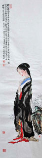 Chinese Beautiful Ladies Painting,34cm x 138cm,3776043-x
