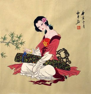 Chinese Beautiful Ladies Painting,69cm x 69cm,3801010-x