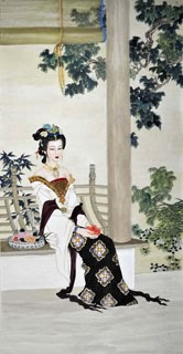 Chinese Beautiful Ladies Painting,66cm x 136cm,3807025-x