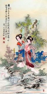 Chinese Beautiful Ladies Painting,66cm x 136cm,3906032-x