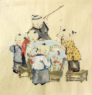 Chinese Boyes Painting,68cm x 68cm,3324005-x