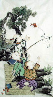 Chinese Boyes Painting,55cm x 100cm,3806003-x