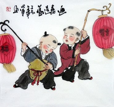 Chinese Boyes Painting,50cm x 50cm,3814002-x