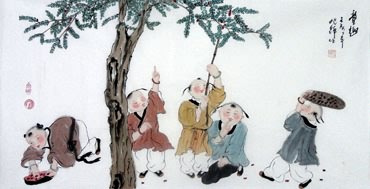 Chinese Boyes Painting,50cm x 100cm,3814007-x
