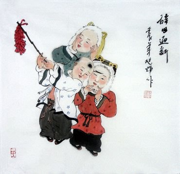 Chinese Boyes Painting,50cm x 50cm,3814026-x