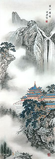 Chinese Buildings Pavilions Palaces Towers Terraces Painting,35cm x 100cm,1126032-x