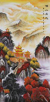 Chinese Buildings Pavilions Palaces Towers Terraces Painting,68cm x 136cm,cyd11123038-x