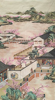 Chinese Buildings Pavilions Palaces Towers Terraces Painting,96cm x 180cm,lzx11188003-x