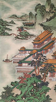 Chinese Buildings Pavilions Palaces Towers Terraces Painting,96cm x 180cm,lzx11188004-x